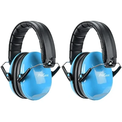 Abbildung von ProCase 2 Stück Gehörschutz Kinder Lärmschutz Kopfhörer Ohrenschützer Hörschutz NRR 21dB Kapselgehörschutz 3 12 Schallschutz Faltbar mit verstellbar Kopfbügel Noise Cancelling Blau