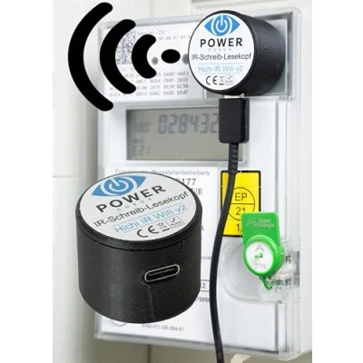 Abbildung von Hichi Wifi USB C, IR Lesekopf für Stromzähler optisch auslesen SmartMeter Volkszähler Optokopf Wlan