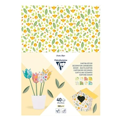 Abbildung von Clairefontaine 354599C Block Dekor Bastelkarton, 40 Blatt, 25x35cm, 160g, 1 Block, Frühling