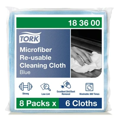 Abbildung von Tork Mikrofaser Reinigungstücher wiederverwendbar, blau 8 x 6 Tücher