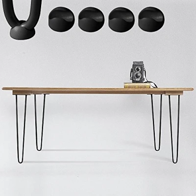 Abbildung von Melko Tischbein Tischgestell Tischbeine Hairpin 4er Set Schwarz Silber Stahl Tischkufe, Robust &amp; Stabil