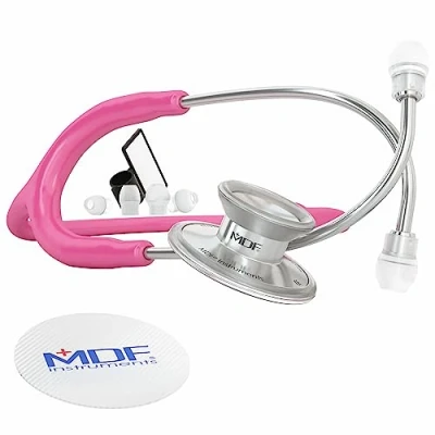 Abbildung von MDF Acoustica leichtes Zweikopf Stethoskop Gratis Parts for Life (MDF747XP32) (Fuchsia)
