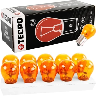 Abbildung von TECPO 10x Blinker Birne PY21W 12V 21W Kugellampe BAU15S Blinkerbirnen Autolampe