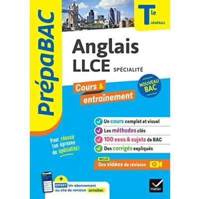 Abbildung von Prépabac Anglais LLCE Tle générale (spécialité) Bac 2025: cours, méthodes &amp; sujets corrigés (programme de Terminale)
