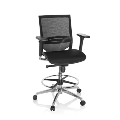 Abbildung von hjh OFFICE 657618 Arbeitsstuhl TOP Work 78 Netzstoff Schwarz Counterstuhl ergonomisch, Armlehnen &amp; Sitztiefe verstellbar