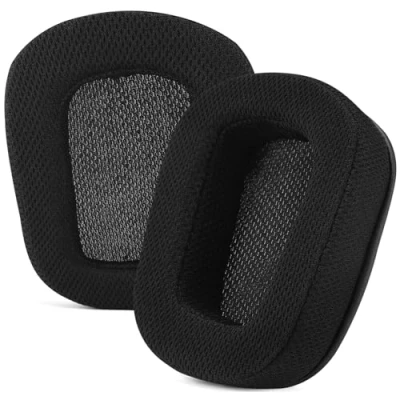 Abbildung von G933 G935 G633 G635 Ohrpolster, Yizhet 1 Paar Ersatz Ohrpolster Kompatibel mit Logitech Kopfhörer Memoryschaum Schwarz PU Leder (Schwarz)
