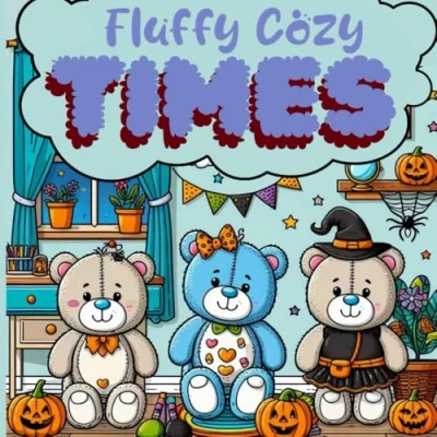 Abbildung von Fluffy Cozy Times: Cute Coloring Book for Adults &amp; Teens Featuring Groovy Animals and Comfy, Hygge Filled Days