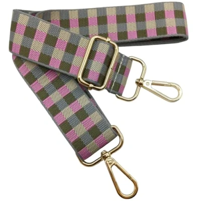 Abbildung von Verstellbarer Schultergurt für Taschen Grau Rosa, Taschengurte zum Wechseln, Taschengurt Breit mit Karabiner Gold, 80 130 cm Tragegurt Tasche Damen Schulterriemen, Handtasche, 3.8cm, 1512