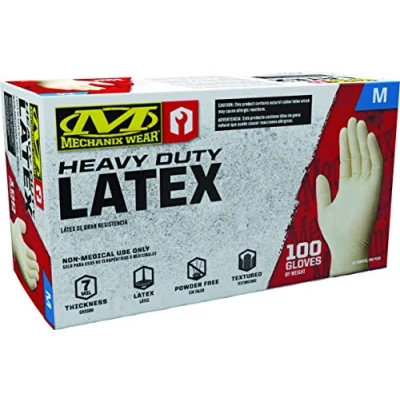 Abbildung von Mechanix Wear D04 00 009 100 Latexhandschuhe Stück Box (M, Weiß) Einweghandschuhe, Einmalhandschuhe, Untersuchungshandschuhe, Latex Handschuhe, puderfrei, unsteril, disposible Handschuhe