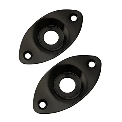 Abbildung von Musiclily Ovale Form Gitarre Buchsenplatte, Schwarz (2 Stück)