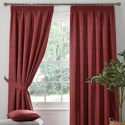 Abbildung von Dreams &amp; Drapes Verdunkelungsvorhänge mit Bleistiftfalten, Rot, B 46 x L 72 cm, 2 Raffhalter im Lieferumfang enthalten, schwer, thermische und schalldichte Vorhänge, Vorhänge für Schlafzimmer