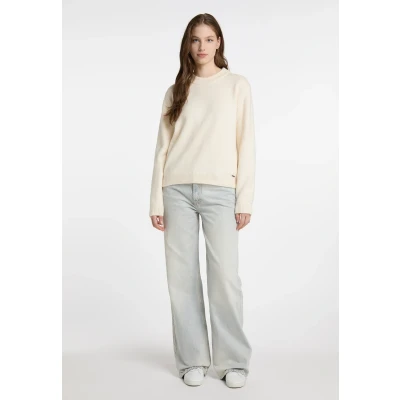 Abbildung von DREIMASTER Vintage Damen Strickpullover XL / Off White 66% recyceltes Polyester 20% Nylon 11% Polyacryl 3% Wolle