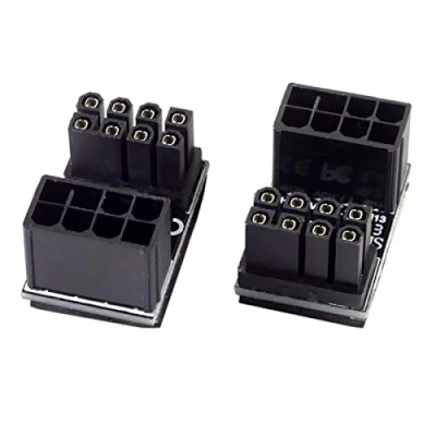 Abbildung von Cablecc ATX Netzadapter, 8 polige Buchse auf poligen Stecker, 180 Grad abgewinkelter Netzadapter für Desktop Grafikkarte