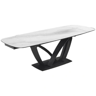 Abbildung von riess ambiente Esstisch PAPILLON 180 260cm weiß / schwarz · Konferenztisch mit Keramik Platte (Einzelartikel, 1 St), ausziehbar für 8 10 Personen Marmor Design Metall Industrial