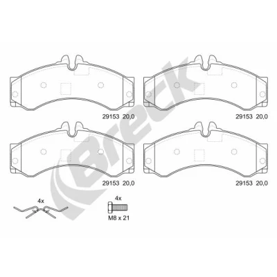 Abbildung von BRECK 29153 00 703 Bremsbelagsatz für Verschleißwarnanzeiger vorbereitet MERCEDES BENZ: Sprinter 3 T Kastenwagen, 2 Kastenwagen
