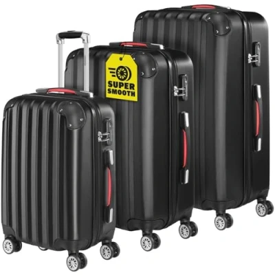 Abbildung von monzana Kofferset Baseline, 4 Rollen Rollen, (3 tlg), Baseline Zahlenschloss Trolley Reisekoffer schwarz