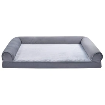 Abbildung von Amazon Basics Couchbett aus Schaumstoff für Hunde und Haustiere mit abnehmbarem Bezug, Grau, 112 x 89 20 cm (L W H)
