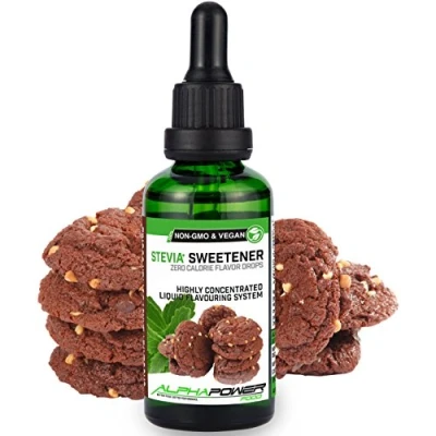 Abbildung von ALPHAPOWER FOOD Stevia, zuckefreie flavour Drops CHOCOLATE BUTTER COOKIE 100% natürliches liquid Aroma + Zuckerersatz für Wasser, Müsli, Süßspeisen, Smoothies