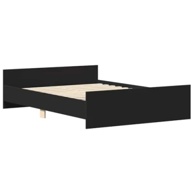 Abbildung von vidaXL Bettgestell, Bettrahmen mit Lattenrost, Bett Gästebett Kopfteil Fußteil, Doppelbett Schlafzimmerbett Schlafzimmermöbelt, Schwarz 120x200cm
