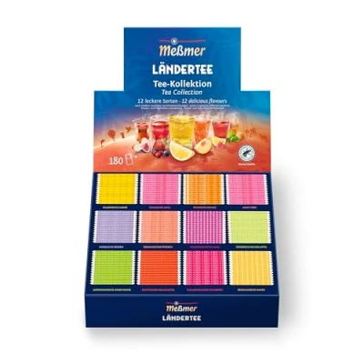 Abbildung von Meßmer Ländertee Collection Box 12 beliebte Sorten in 180 Teebeuteln mit hochwertiger Banderole das perfekte Tee Geschenk