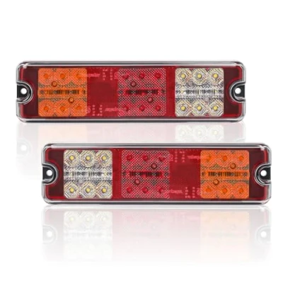 Abbildung von AOHEWEI 2 Stück Anhänger Rücklichter 12 V/24 V 27 LEDs Superhelle wasserdichte Blinker/Bremse/Rück /Rückfahr /Reflektorlampe für Anhänger, LKW, Wohnwagen, Van, Traktor