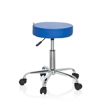 Abbildung von hjh OFFICE 729413 Bürohocker Operator II Kunstleder Blau Hocker höhenverstellbar mit Rollen