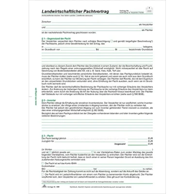 Abbildung von 10 x RNK Pachtvertrag landwirtschaftlicher A4 4 Blatt