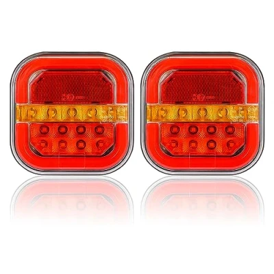 Abbildung von AOHEWEI 12/24 V 2 Stück LED Anhänger Rückleuchten, wasserdichter Bremspositionslampe, dynamischem Blinker, Kennzeichenbeleuchtung, Reflektor für Wohnmobil, Wohnwagen, Traktor, Van, LKW, E Prüfzeichen