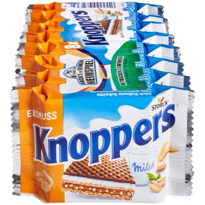 Abbildung von Knoppers Erdnuss 1 x 200g Gefüllte Waffelschnitte mit Erdnusscreme, feinsalzigen Erdnussstückchen und leckerer Milchcreme