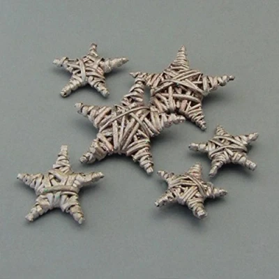 Abbildung von Gasper Weide Stern Tischstreu. 6 Rattan Sterne. Je 2 Stück 5, und 8 cm. Set mit Sternen in Natur 69