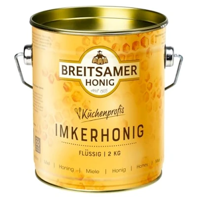 Abbildung von Breitsamer Imkerhonig Blütenhonig flüssig 2 kg Eimer für Küchenprofis Aromatischer Honig ideal Großverbraucher Hotels Gastronomie (1 x 2000g)