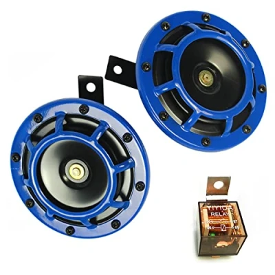 Abbildung von YIYIDA Autohupe Auto Elektrische Hupe Lufthupe Blaue 12V Car Horn Hochton und Tiefton Metall Twin Kit 135DB LKW Alarmhorn Autolautsprecher mit für Motorrad Boot SUV etc