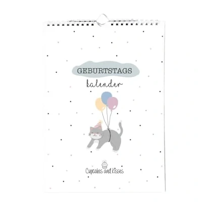 Abbildung von CUPCAKES &amp; KISSES® Geburtstagskalender A4 I Jahresunabhängig zum Selbstgestalten Kalender immerwährend Bunte Luftballons Vergiss nie wieder einen Geburtstag