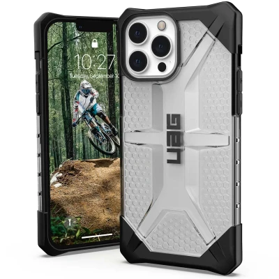 Abbildung von Urban Armor Gear Plasma Hülle kompatibel mit Apple iPhone 13 Pro Max [Wireless Charging kompatibles Cover, Sturzfeste Handyhülle, Erhöhter Rand] Ice (transparent), 113163114343