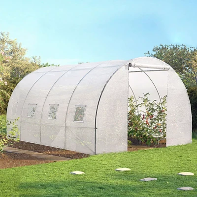 Abbildung von IDMarket Garten Gewächshaus, Tunnel, 12 m², transparent, weiß, 3 x 4 m