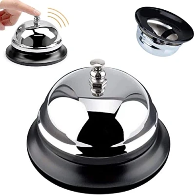 Abbildung von Jieddey Tischglocke,Rezeptionsklingel Edelstahl Chrom Schelle Glocke Rezeptionsklingel für Hotels Küchenschulen Restaurants Empfangsbereiche 8.5 * 5.5CM