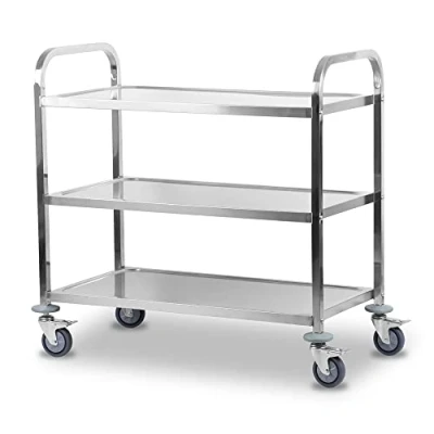 Abbildung von Mahlzeit Servierwagen Edelstahl mit 3 Etagen, 101,5 x 95 48,5 cm, Rollwagen