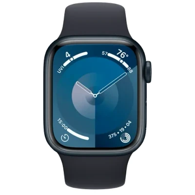 Abbildung von Apple Watch Series 9 4G 41mm Schwarz (Schwarzes Silikon Armband S/M)