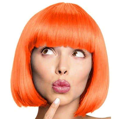 Abbildung von Bob Perücke Wig Cabaret Pagenkopf Pagen Charleston Perücken für Karneval/Fasching &amp; Motto Party 13 FARBEN (Orange.)