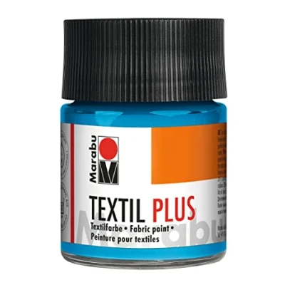 Abbildung von Marabu 17150005090 Textil Plus hellblau 50 ml, volldeckende Stoffmalfarbe für dunkle Stoffe, geeignet Stoffmalerei und Stoffdruck, nach Fixierung waschbeständig bis 40 C