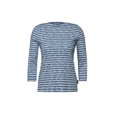 Abbildung von Cecil Gestreiftes Melange Langarmshirt, Damen, Größe: XL, Blau
