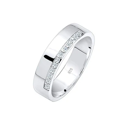 Abbildung von Elli DIAMONDS Verlobungsring Bandring Basic Diamanten (0.06 ct) 925 Silber