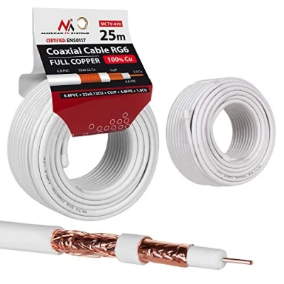 Abbildung von Maclean MCTV 470 Antennenkabel Koaxialkabel RG6 Reines Kupfer 100% Cu Koax Antennen Kabel SAT Satellitenkabel TV (25m)