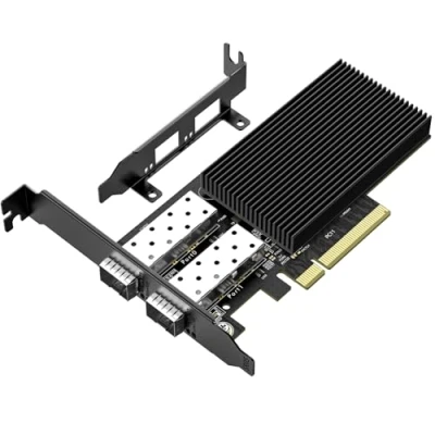 Abbildung von 10Gb SFP+ PCIe Netzwerkkarte mit Dual 10Gbps Port, Intel 82599(X520 DA2) Chip, VIMIN 10G Ethernet LAN Adapter unterstützt Windows 7/8/10/11/Linux/VMware, kompatibel PCI Express X8 &amp; X16