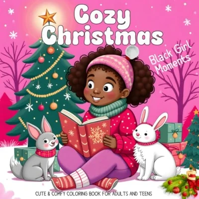 Abbildung von Cozy Christmas: Black Girl Moments: Coloring Book for Adults and Teens, Simple Cute Illustrations Relaxation Stress Relief (Stocking Stuffers Teens)