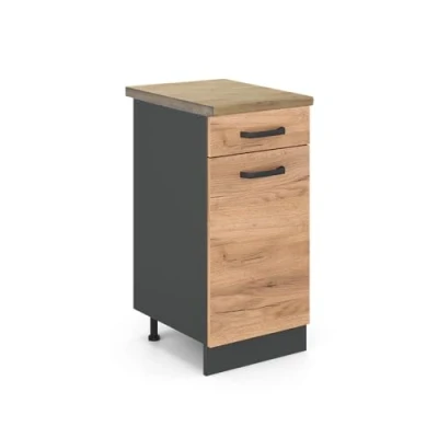 Abbildung von Vicco Küchenunterschrank R Line, Goldkraft Eiche/Anthrazit, 40 cm, AP Eiche