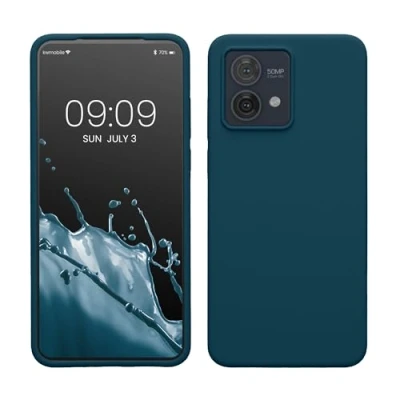 Abbildung von kwmobile Hülle kompatibel mit Motorola Moto G84 5G Silikon Handy Case Handyhülle weiche Oberfläche kabelloses Laden Petrol matt