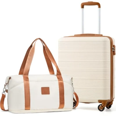Abbildung von COOLIFE Kabinenkoffer 55x40x20cm und Kabinentasche 25L(45x36x20cm) Set für EastJet Fluggesellschaft Handgepäck Kabinengepäck Hartschlagenkoffer Leichtgewicht mit TSA Schloss Langlebig