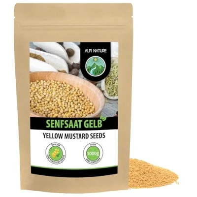 Abbildung von Senfkörner (1kg), Senfsaat gelb und weiß 100% naturrein, schonend getrocknet, Senfsamen natürlich ohne Zusätze, vegan