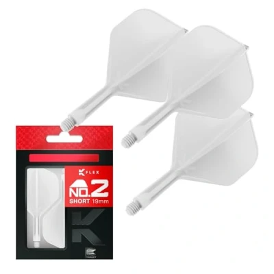Abbildung von Target Darts K Flex Integrierter Dart Flug und Schaft, Nr. 2 Weiß (Kurz) 3er Pack 2, Präzisionsgeformte in 1 Flüge Schaft Professionelles Zubehör